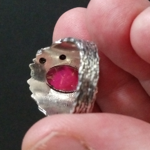 925 Hand Crafted Lab Opal Ring - Picture 5 of 6